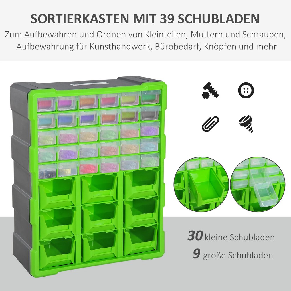 Durhand Skrzynka na drobne elementy 39 szuflad Organizacja warsztatu Zielony | Aosom PL