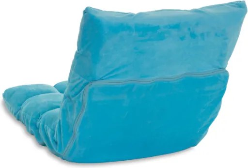 Fotel podłogowy Relax Lounger niebieski, składany, welur