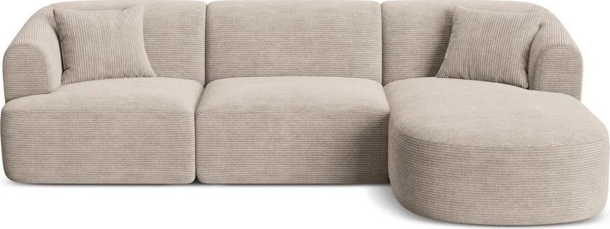 Jasnobrązowy sztruksowy narożnik (prawostronny/z szezlongiem) Campi – Cosmopolitan Design