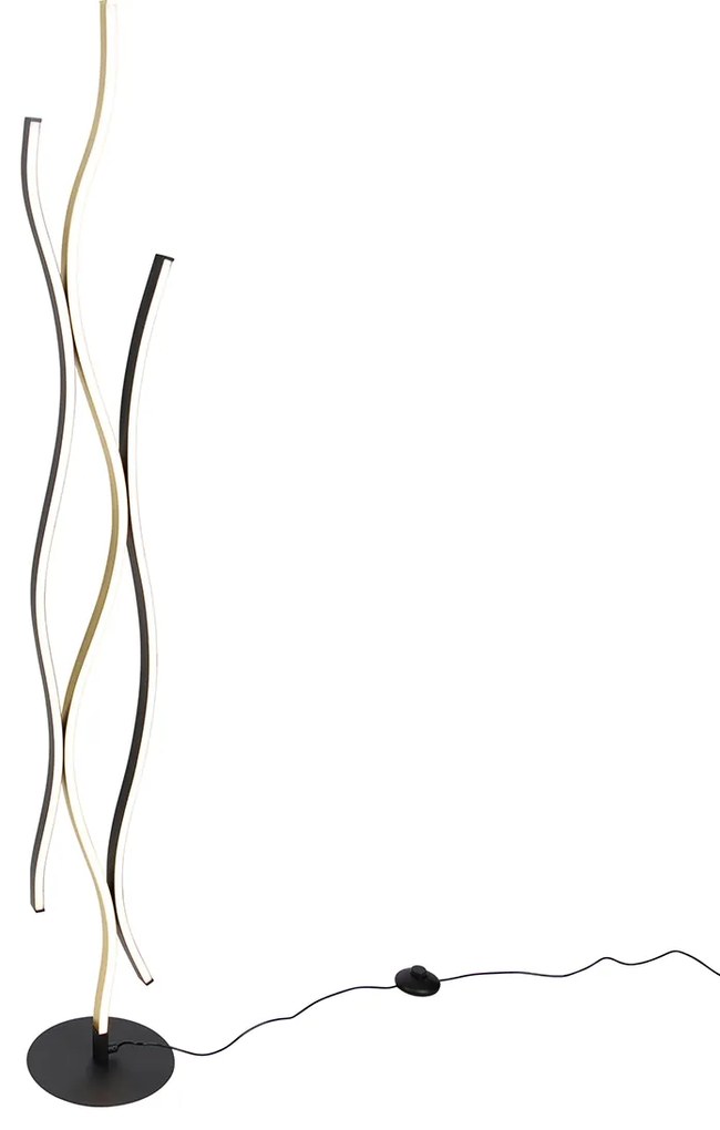 Design vloerlamp zwart met goud incl. LED dimbaar - BlazeDesignerski Oswietlenie wewnetrzne