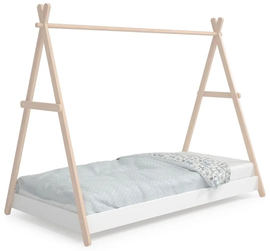 Białe łóżko dziecięce w kształcie domku z drewna sosnowego 90x200 cm Trufa – Marckeric