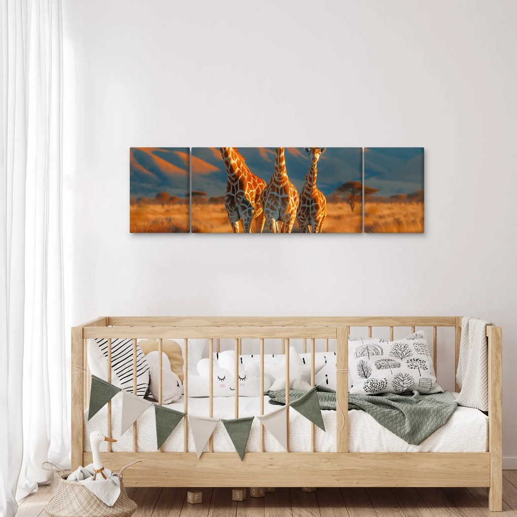 Obraz - Żyrafy na pastwisku (170x50 cm)