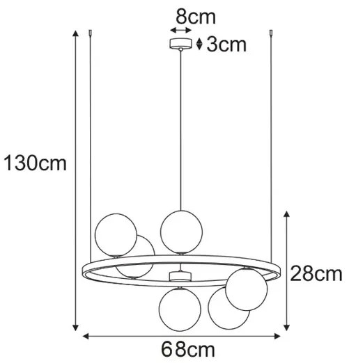 Lampa okrąg ze szklanymi kloszami grafitowa P5-L89