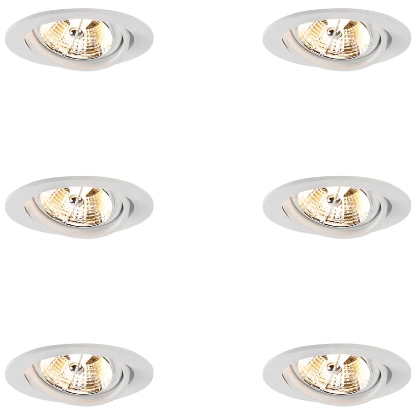 Zestaw 6 nowoczesnych reflektorów wpuszczanych białych z możliwością regulacji AR70 - Cisco