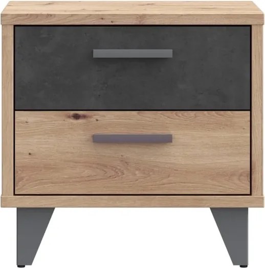 Szafka nocna z szufladami Raven 021, dąb artisan/beton