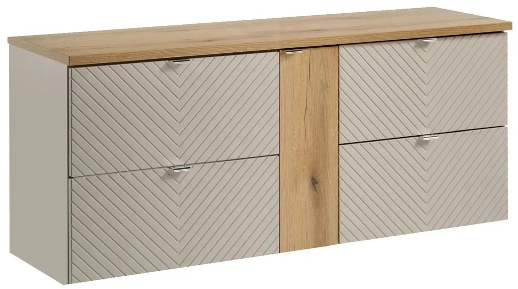Szafka pod umywalkę nablatową VIVA CASHMERE 2S 60cmx2 kaszmirowy mat - zestaw 140cm z regałem COMAD