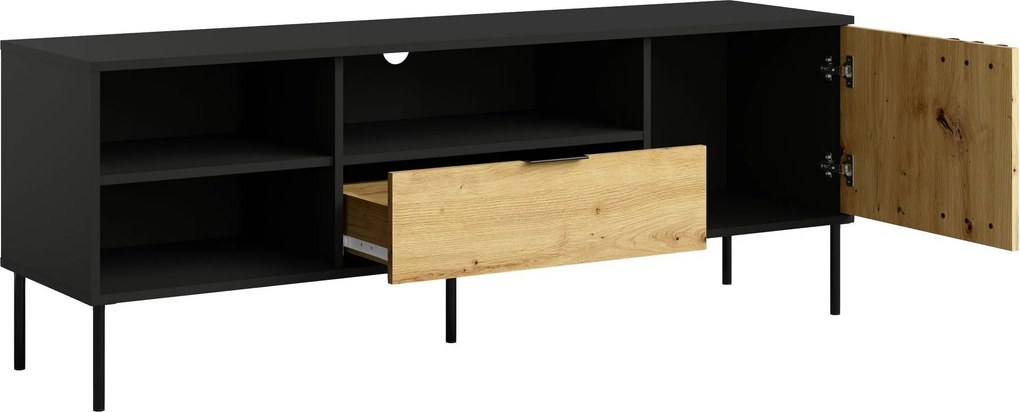 Szafka RTV stojąca MERIDIAN 160 cm do Salonu pod Telewizor 1 Szuflada - Czarny