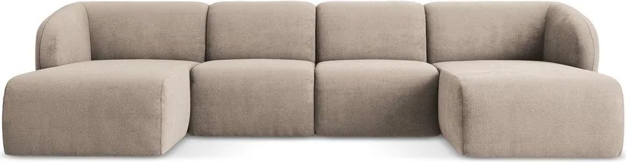 Jasnobrązowy narożnik z tkaniny szenilowej (w kształcie litery U) Lani – Makamii