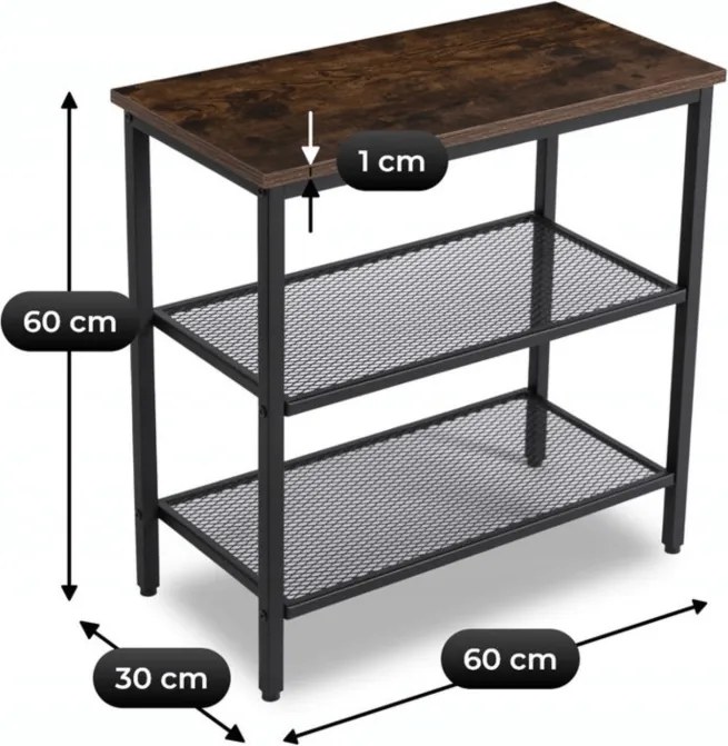 Stolik Kawowy CARTER 60 cm Dąb Rustykalny/Czarny Nowoczesny Loft