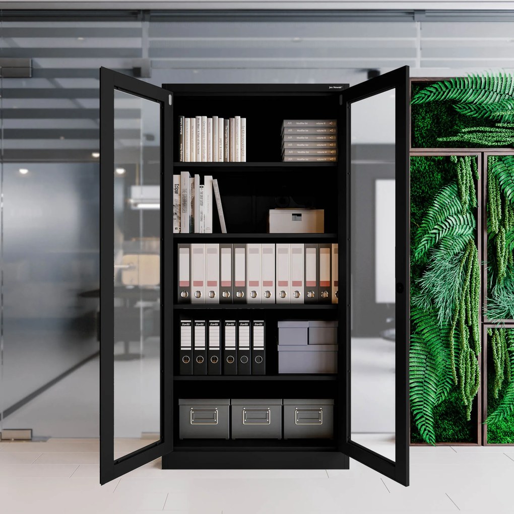 Szafa przeszkolona AMELIA 900 x 1850 x 400 mm, czarna