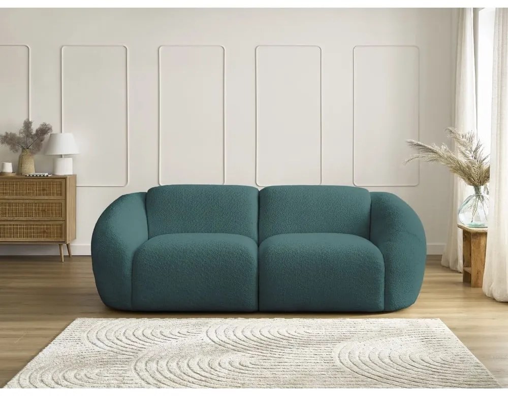 Turkusowa sofa z materiału bouclé 230 cm Tina – Bobochic Paris