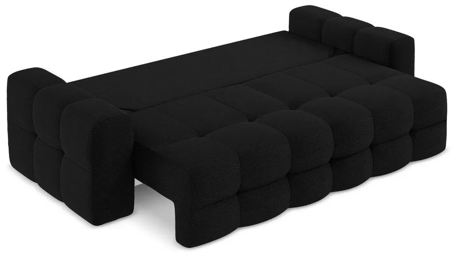 Czarna rozkładana sofa z materiału bouclé 255 cm Milu – Makamii