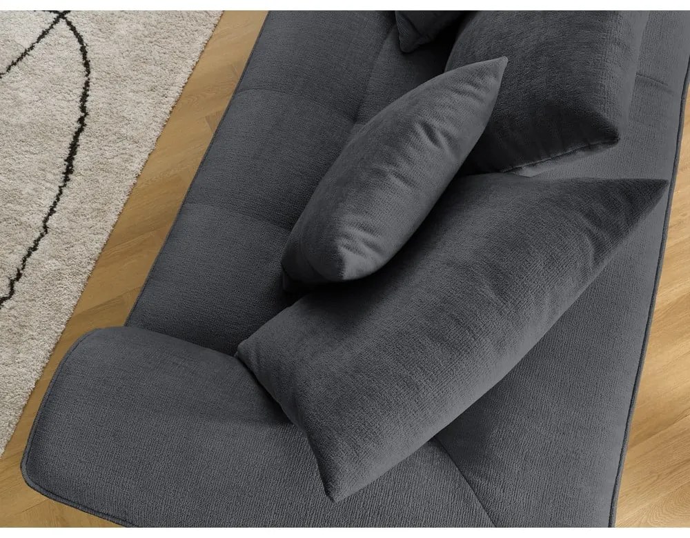 Ciemnoszara sofa z tkaniny szenilowej 237 cm Whesley – Bobochic Paris