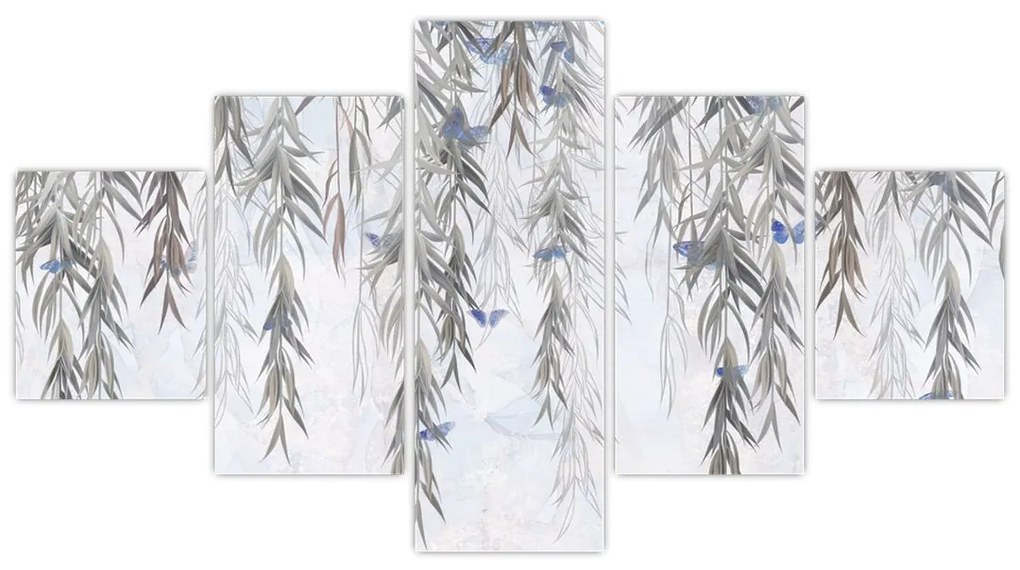 Obraz - Gałązki wierzby z motylami (125x70 cm)
