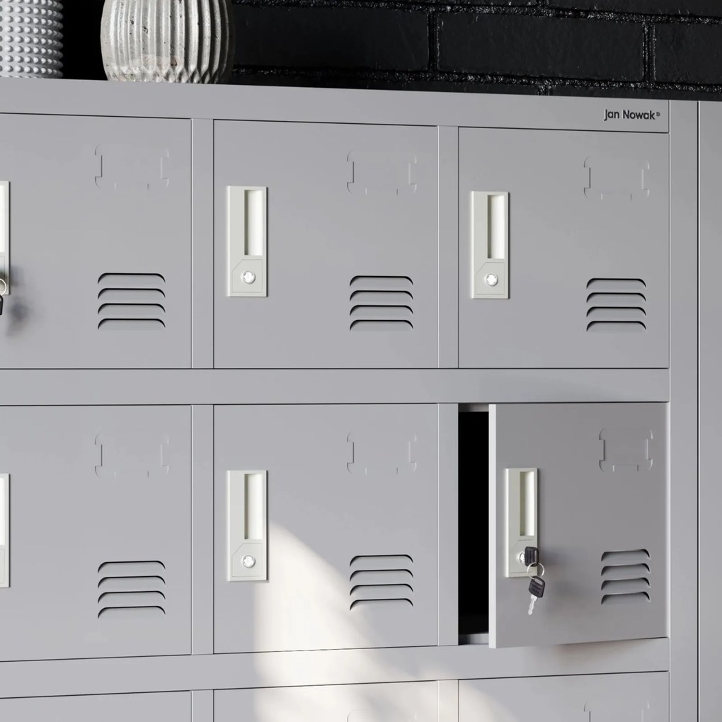 Szafa skrytkowa zamykana na klucz Karol 90x40x185 cm szara