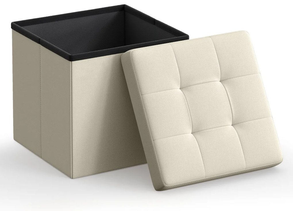 Stołek ze schowkiem OTTOMAN 30x30 cm, kremowy