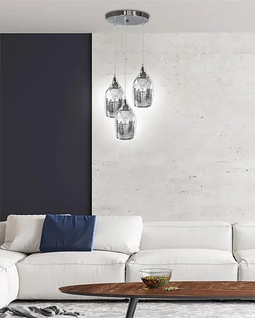 Potrójna lampa wisząca z chromowanym kloszem - 12X D146 G6-S12