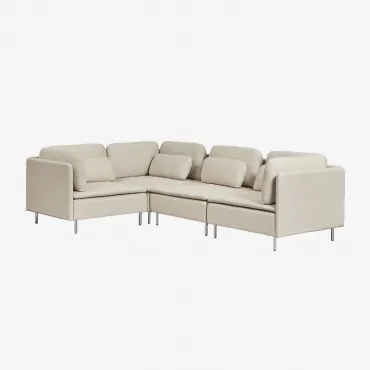 Sofa Modułowy Narożny 4-częściowy Oriol Tkaniny Beżowy Krem - Sklum