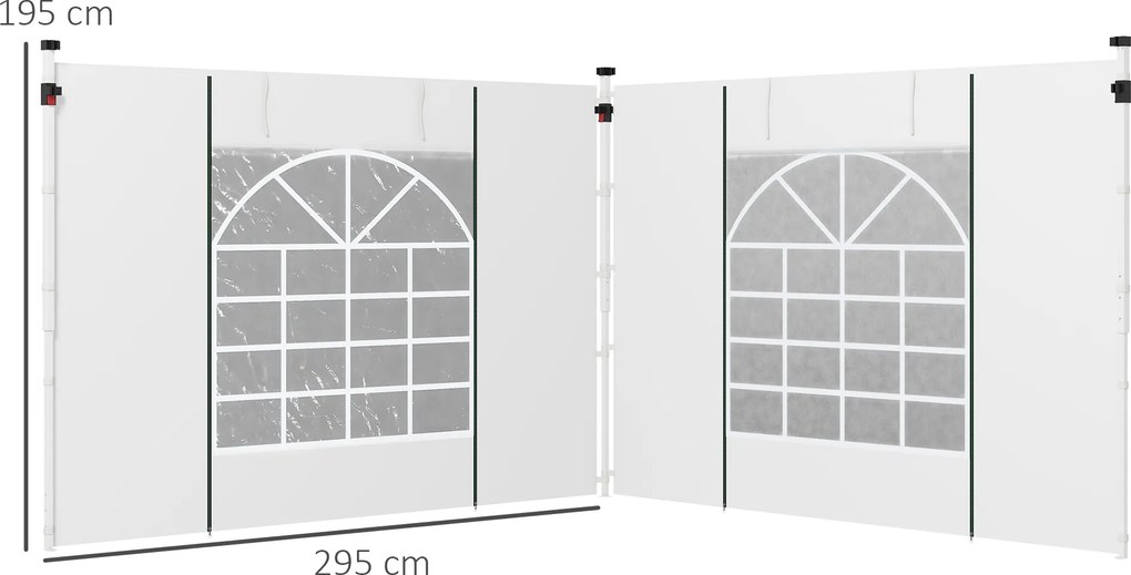 Outsunny Zasłony do Altany, Zestaw 2 szt., do altan ogrodowych 3x6m lub 3x3m, z oknami i drzwiami, Biały