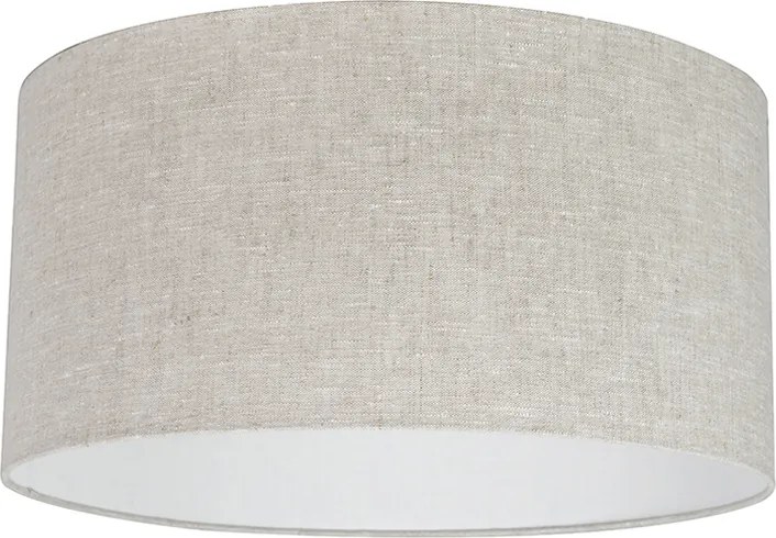 Rustykalna lampa wisząca biała z kloszem z szarego bawełnianego materiału 50 cm - Combi