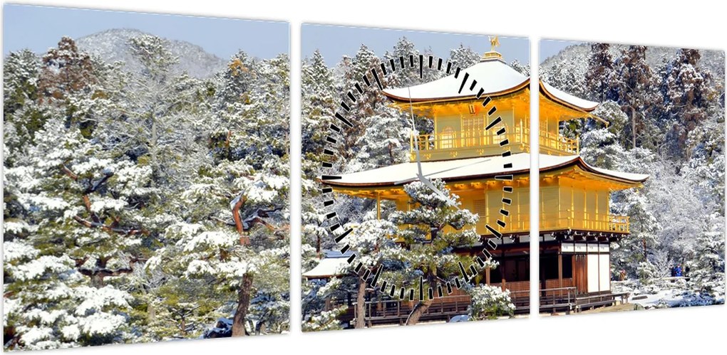 Obraz - Kinkakuji, Japonia (z zegarem) (90x30 cm)