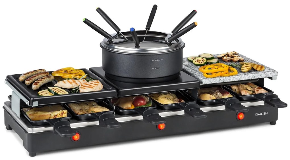 Klarstein Fonduelette 1650W 6 Osób Zestaw do Fondue i Raclette Czarny