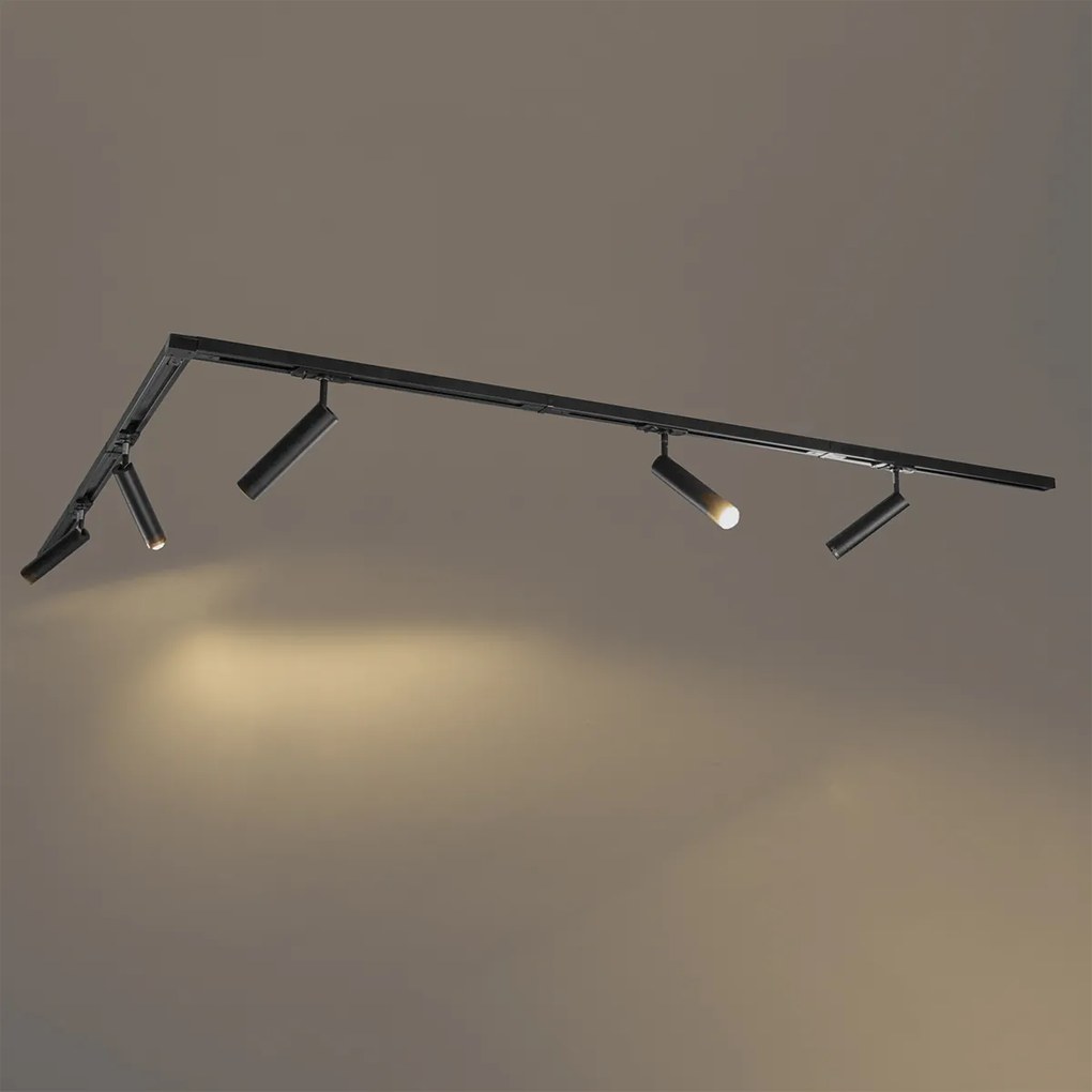 Nowoczesny system oświetlenia szynowego z 5 czarnymi reflektorami jednofazowymi - Iconic Ivy