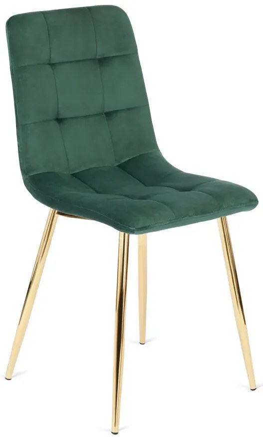 Zielone welurowe eleganckie krzesło w stylu glamour - Patrix