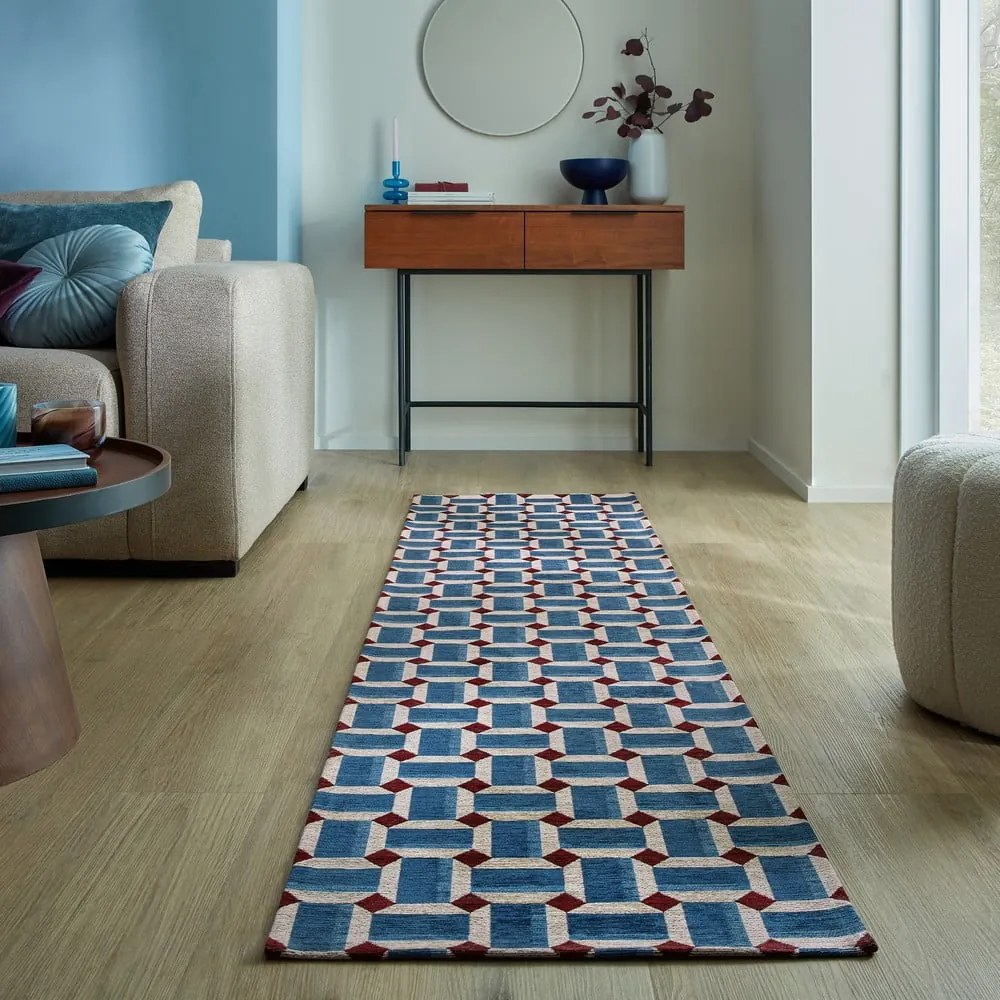 Niebieski chodnik 60x230 cm Lennox Geometric – Flair Rugs