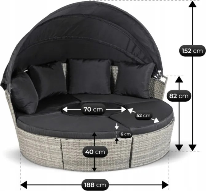 Wyspa Ogrodowa CALIFORNIA Modułowa Technorattan Jasnoszara