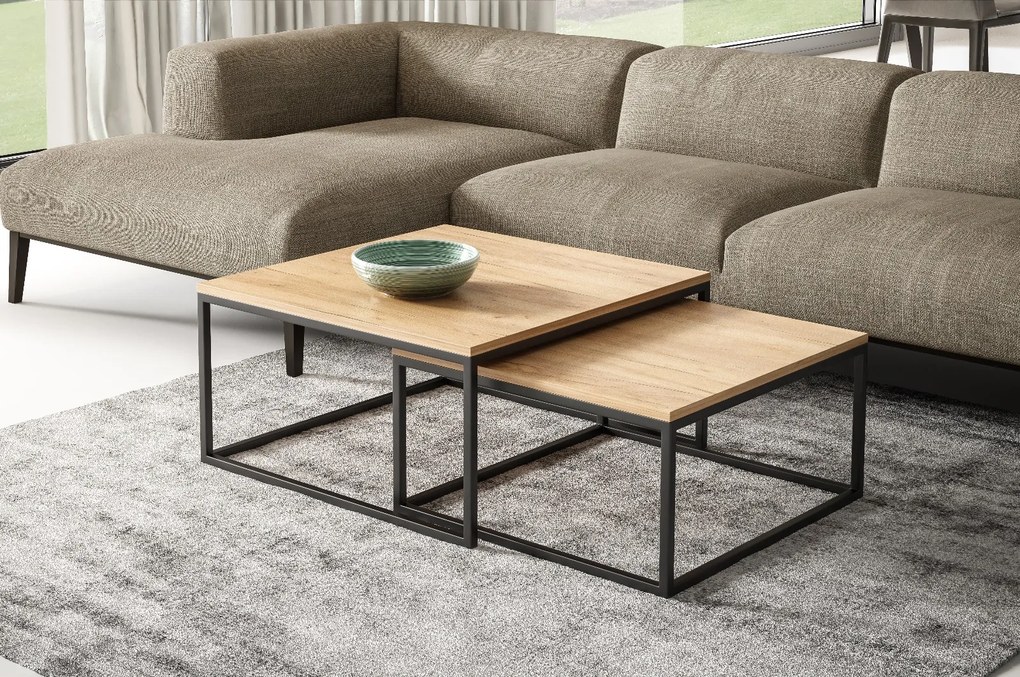 Zestaw stolików kawowych w stylu loft Dual