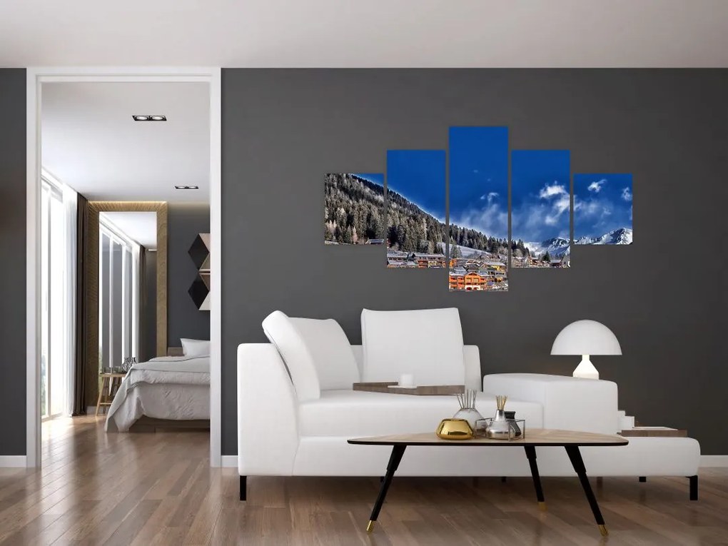 Obraz - Górskie miasteczko (125x70 cm)