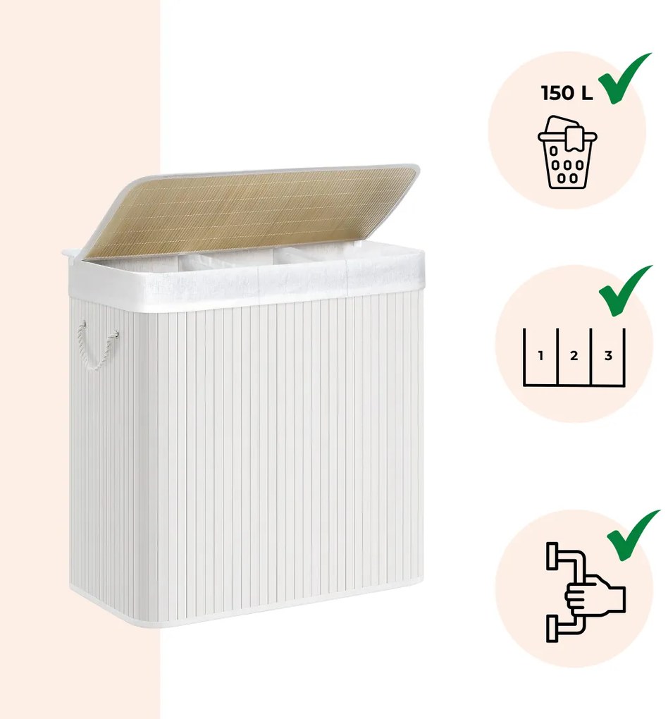 Kosz na bieliznę DORA, 150 l, biała SongmicsHome