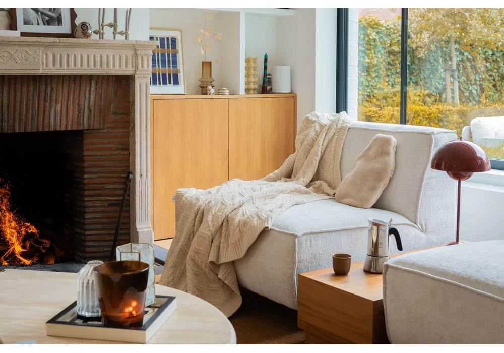 Koc z mikropluszu w kolorze kości słoniowej 130x170 cm Aspen – Tiseco Home Studio
