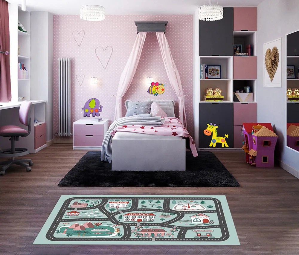 Dywan dla dzieci ultra miękki 100x150 Miasto