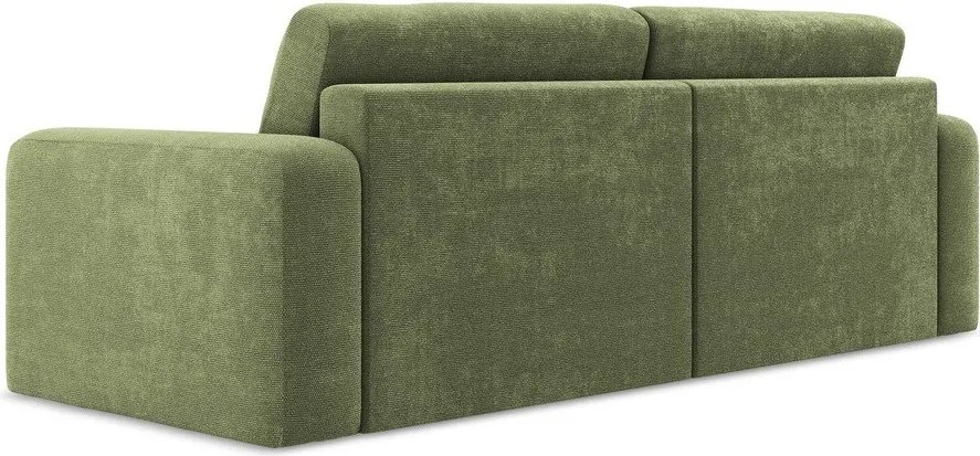 Zielona rozkładana sofa ze schowkiem z tkaniny szenilowej 252 cm Kona – Makamii
