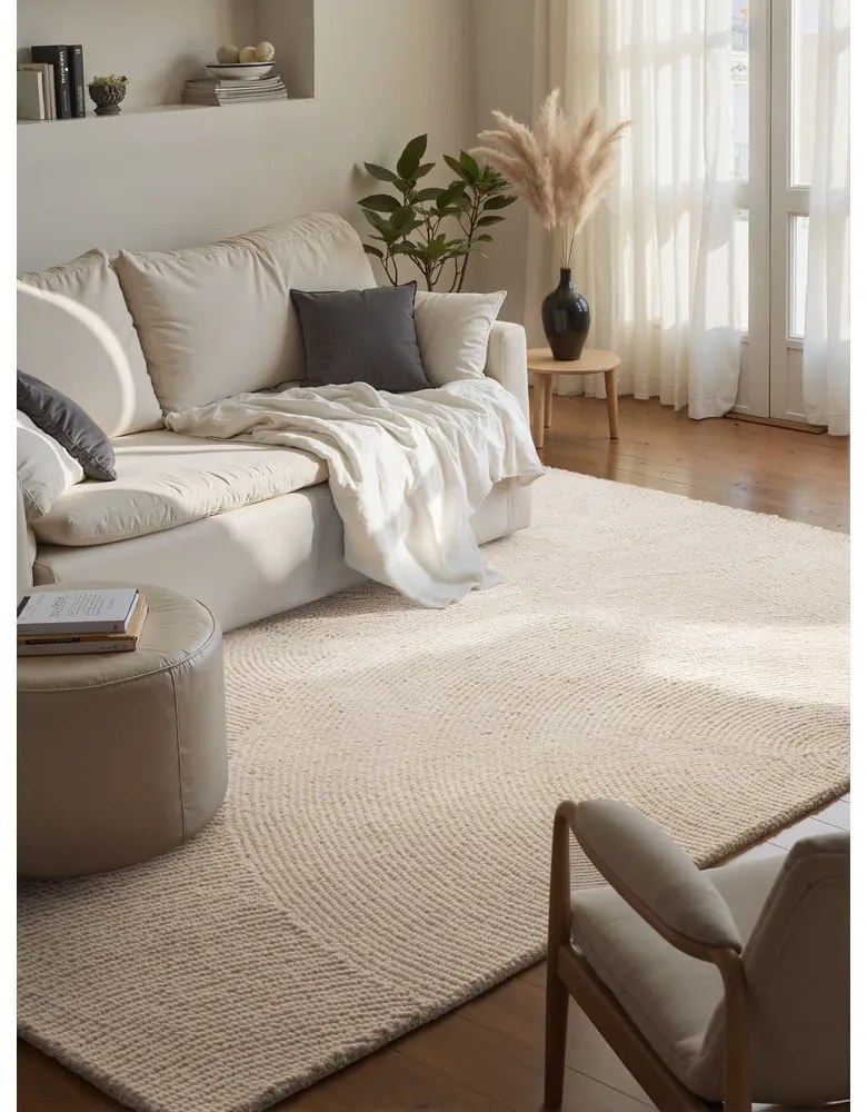 Wełniany dywan tkany ręcznie w jasnym naturalnym kolorze 80x150 cm Calmio – Hanse Home