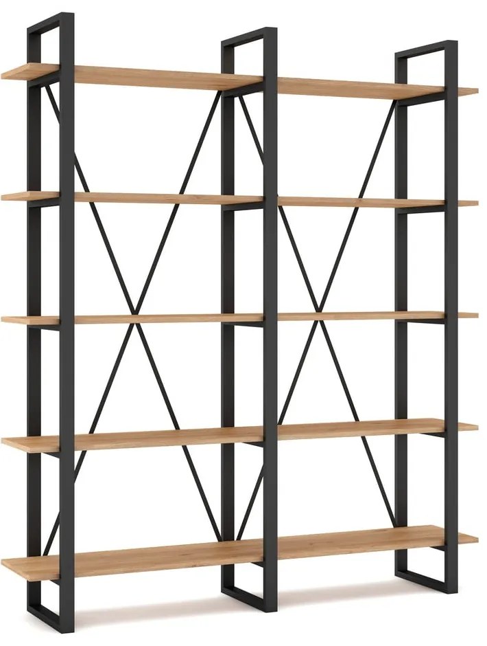 Czarno-naturalny regał w dekorze dębu 150x180 cm Aviva – Marckeric