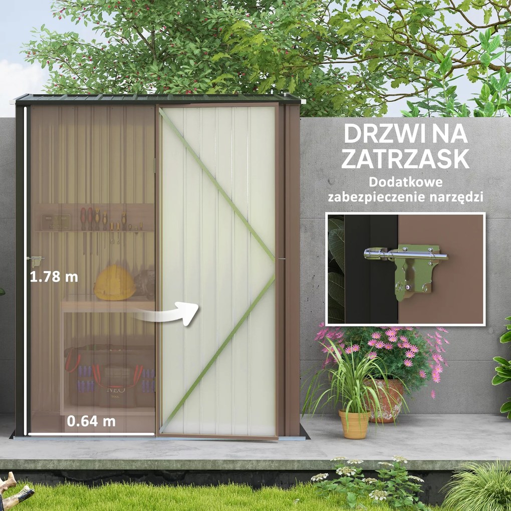 Outsunny Metalowa szopa ogrodowa na narzędzia z dachem jednospadowym 134 m² stalowa konstrukcja | Aosom PL