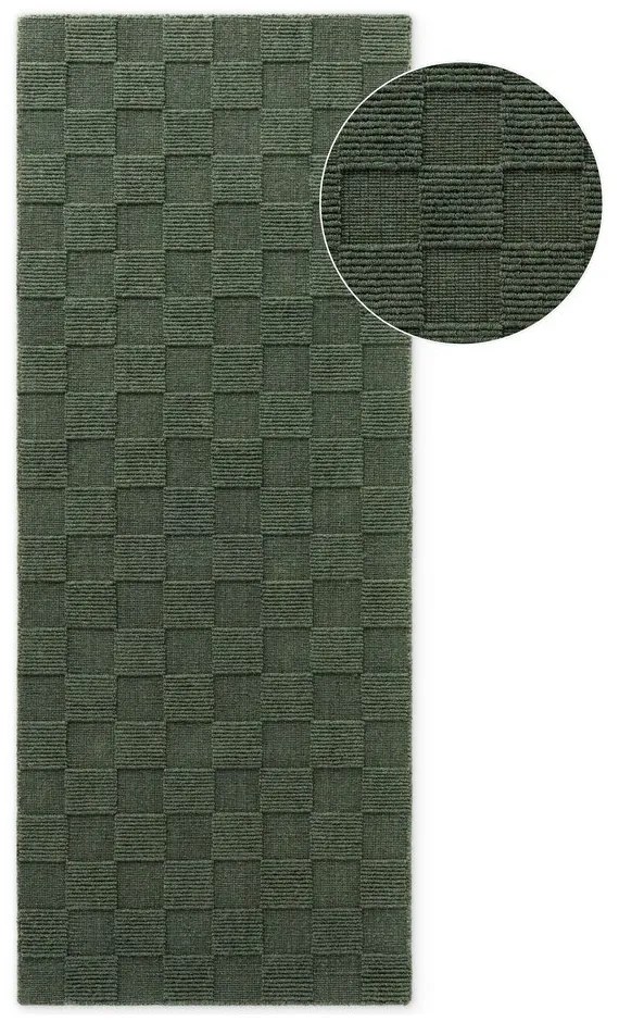 Ciemnozielony wełniany chodnik tkany ręcznie 80x200 cm Scala – Villeroy&amp;Boch