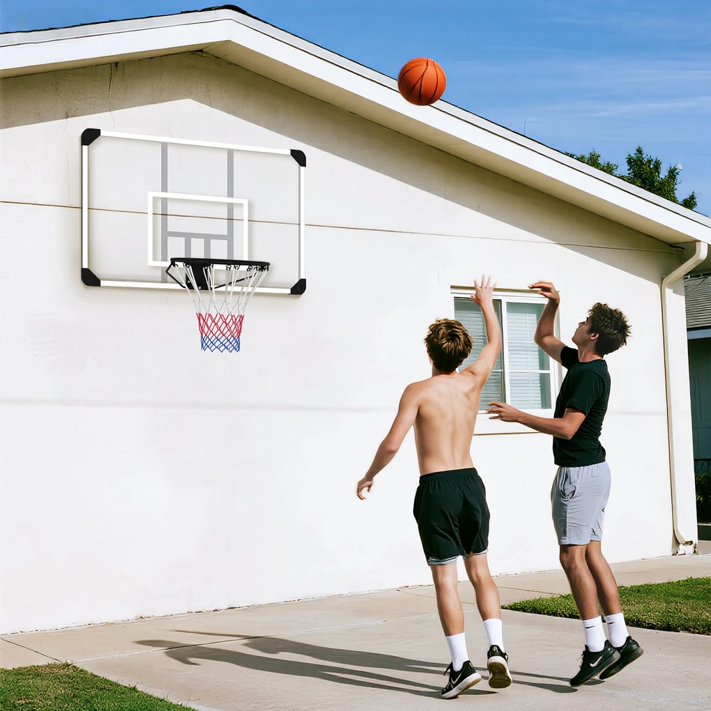 SPORTNOW Kosz do koszykówki z niełamliwą tablicą, regulowany, Indoor &amp; Outdoor, stalowa rama, Czarny