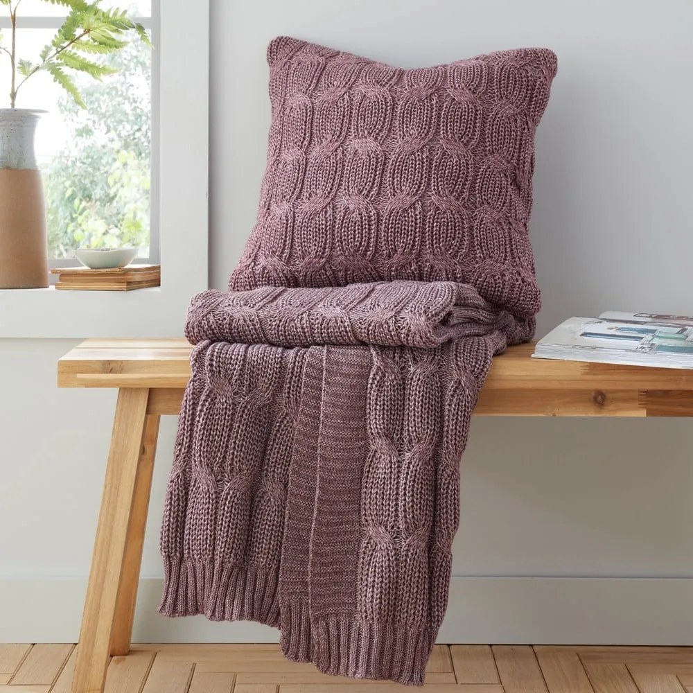 Różowofioletowy koc dzianinowy 130x170 cm Chunky Marl Knit – Catherine Lansfield