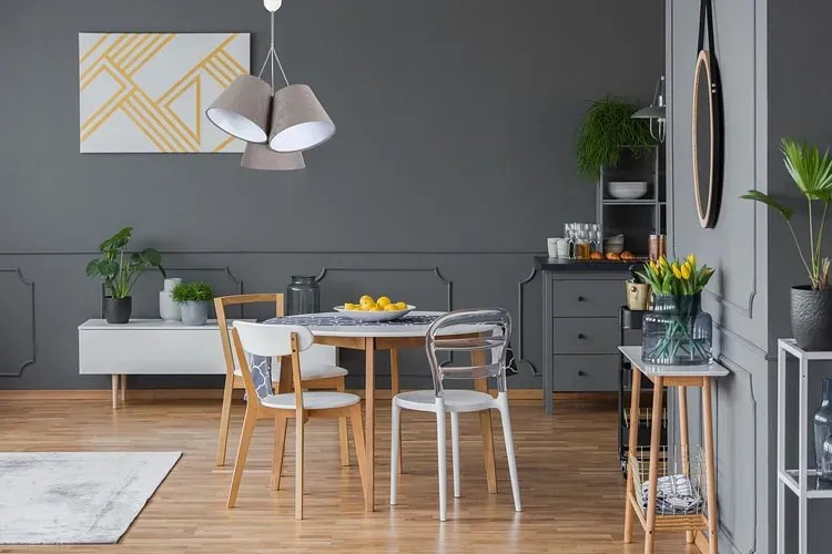 Szaro-biała lampa wisząca dzwonki G9-T12