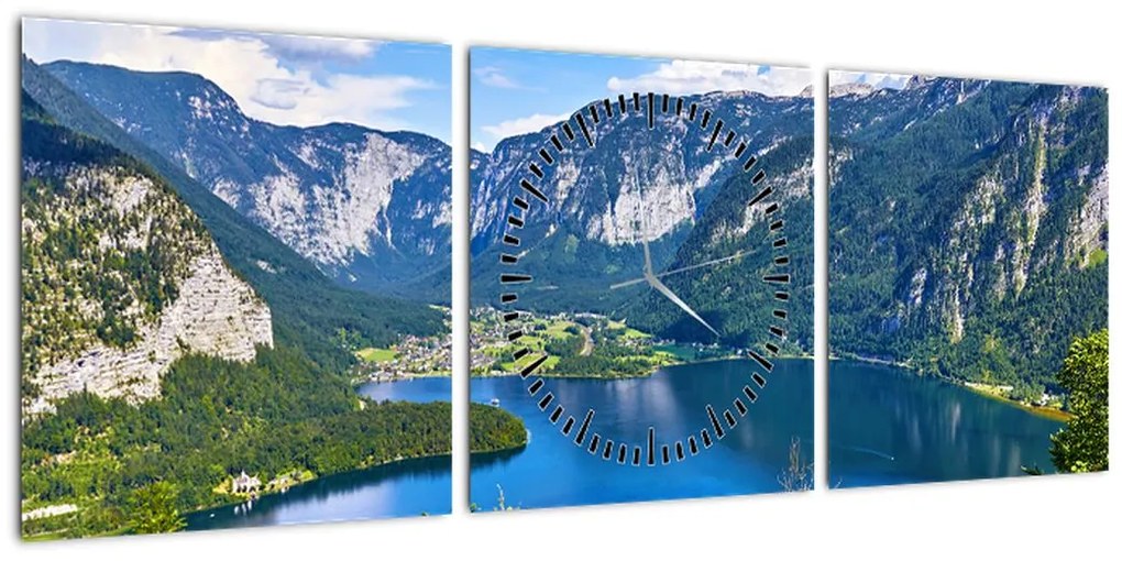 Obraz - Hallstätter See, Hallstatt, Austria (z zegarem) (90x30 cm)