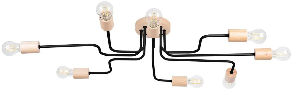 Czarny ośmioramienny żyrandol loftowy - 3X D284 C9-P91
