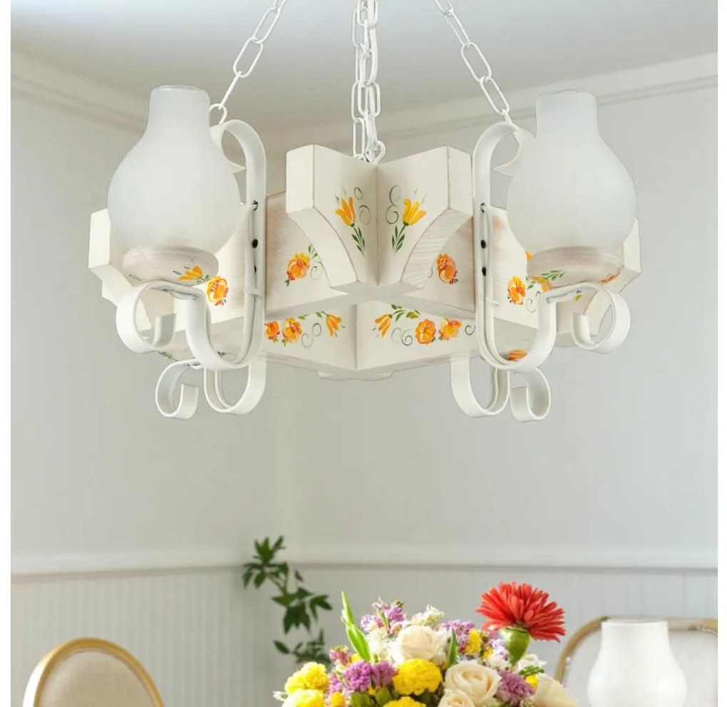 Brilagi - Żyrandol na łańcuchu QUEEN 4xE14/40W/230V buk/kremowy