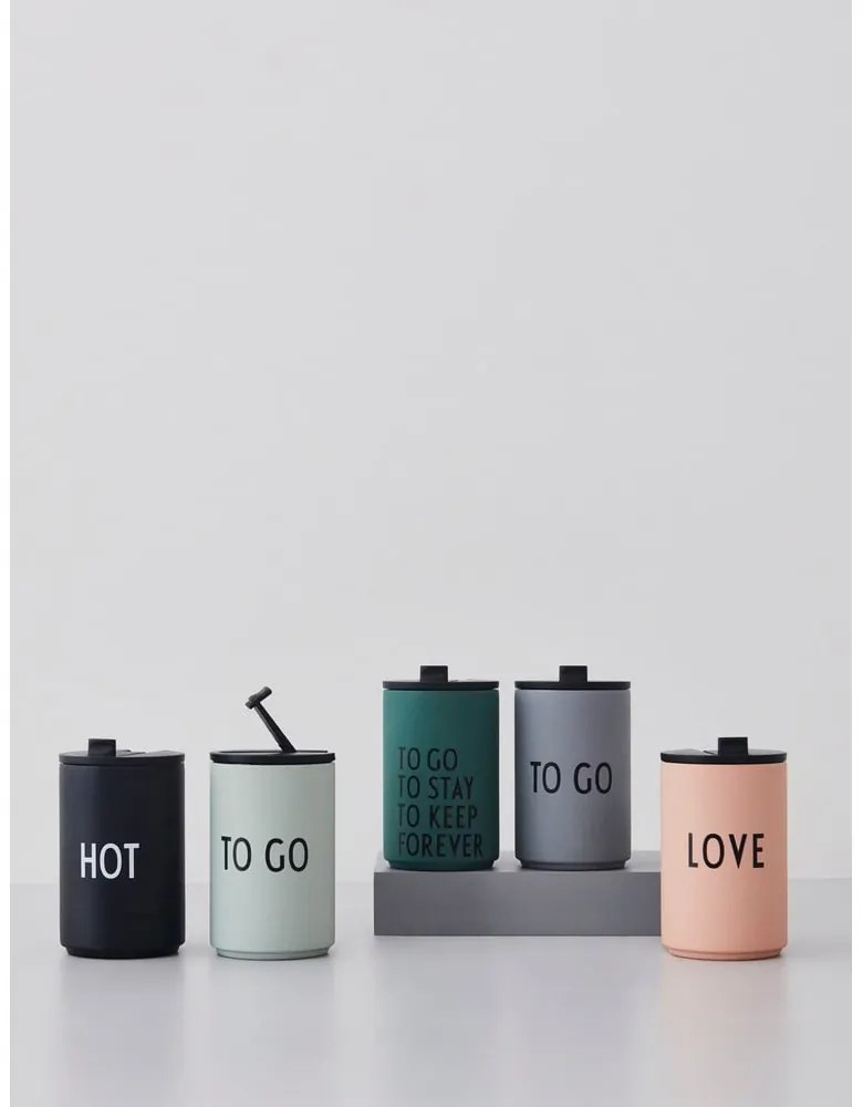 Pomarańczowy/beżowy kubek termiczny 350 ml Love – Design Letters