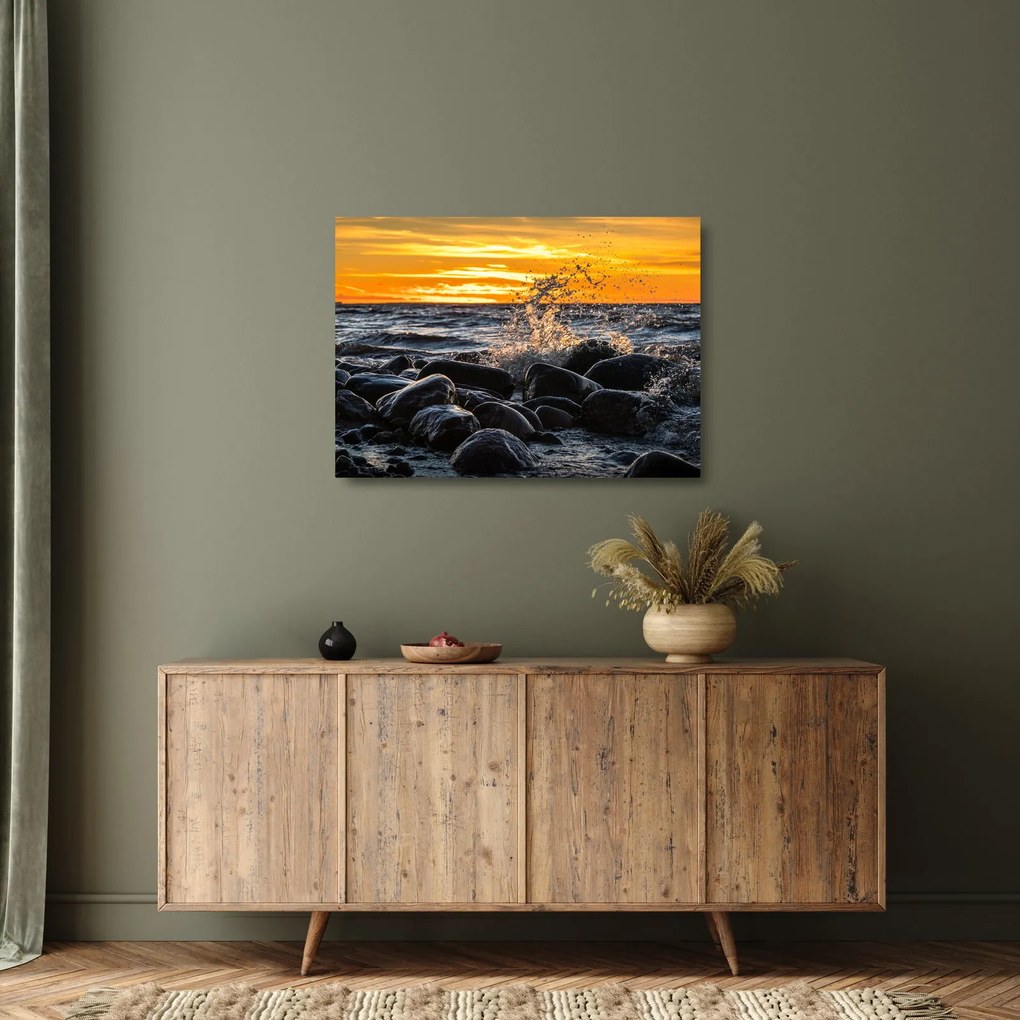 Obraz na szkle - fale morskie (70x50 cm)