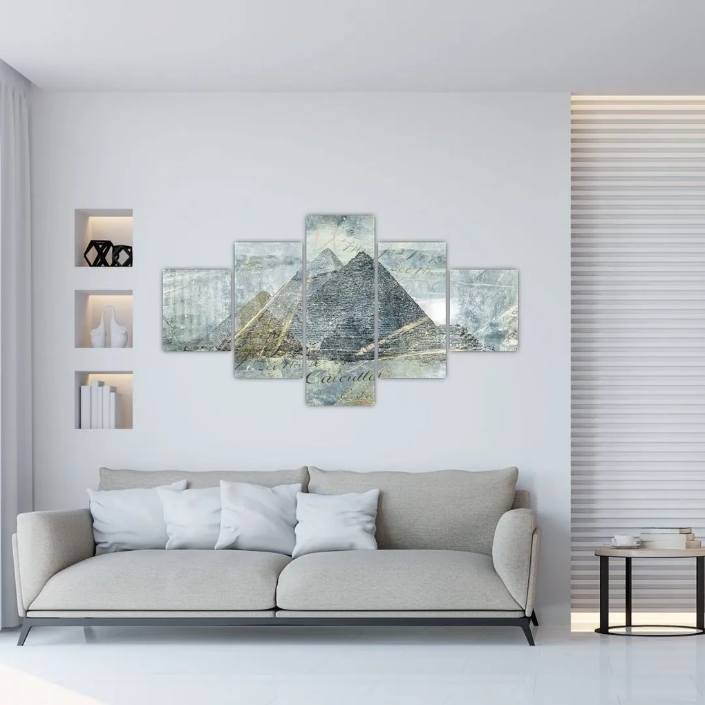 Obraz - Piramidy w niebieskim filtrze (125x70 cm)
