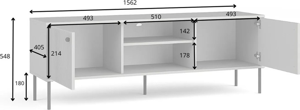 Szafka RTV stojąca NIMB 156,2 cm do Salonu pod Telewizor - Szary